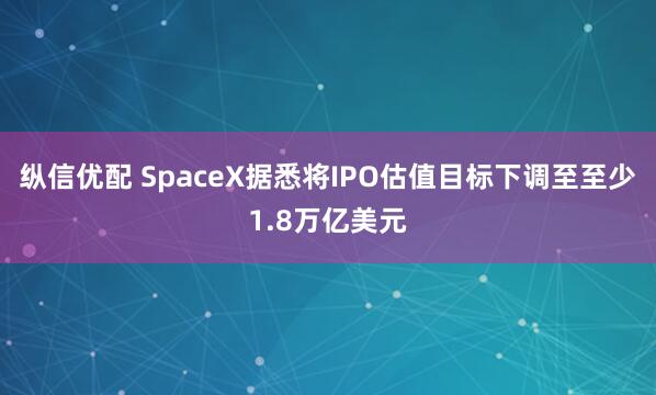 纵信优配 SpaceX据悉将IPO估值目标下调至至少1.8万亿美元