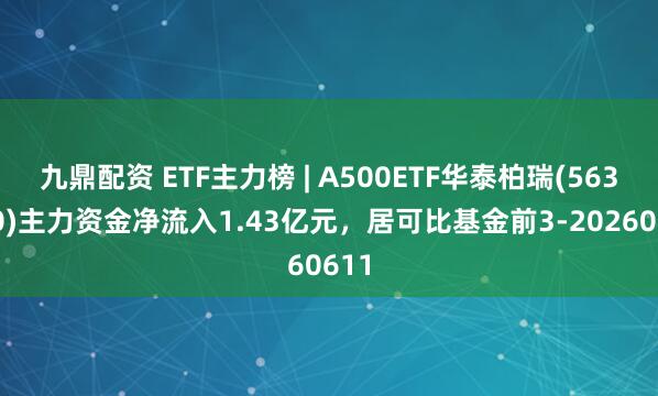 九鼎配资 ETF主力榜 | A500ETF华泰柏瑞(563360)主力资金净流入1.43亿元，居可比基金前3-20260611