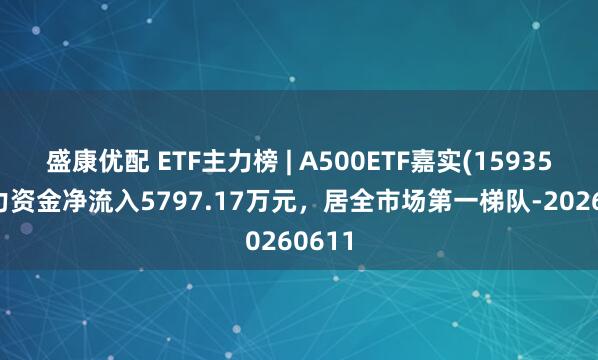 盛康优配 ETF主力榜 | A500ETF嘉实(159351)主力资金净流入5797.17万元,居全市场第一梯队-20260611